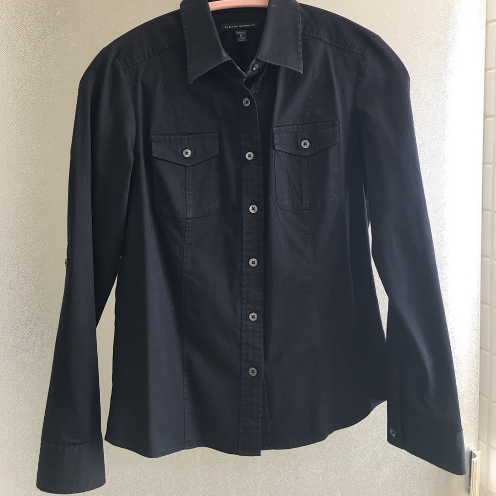 Banana Republic black button down